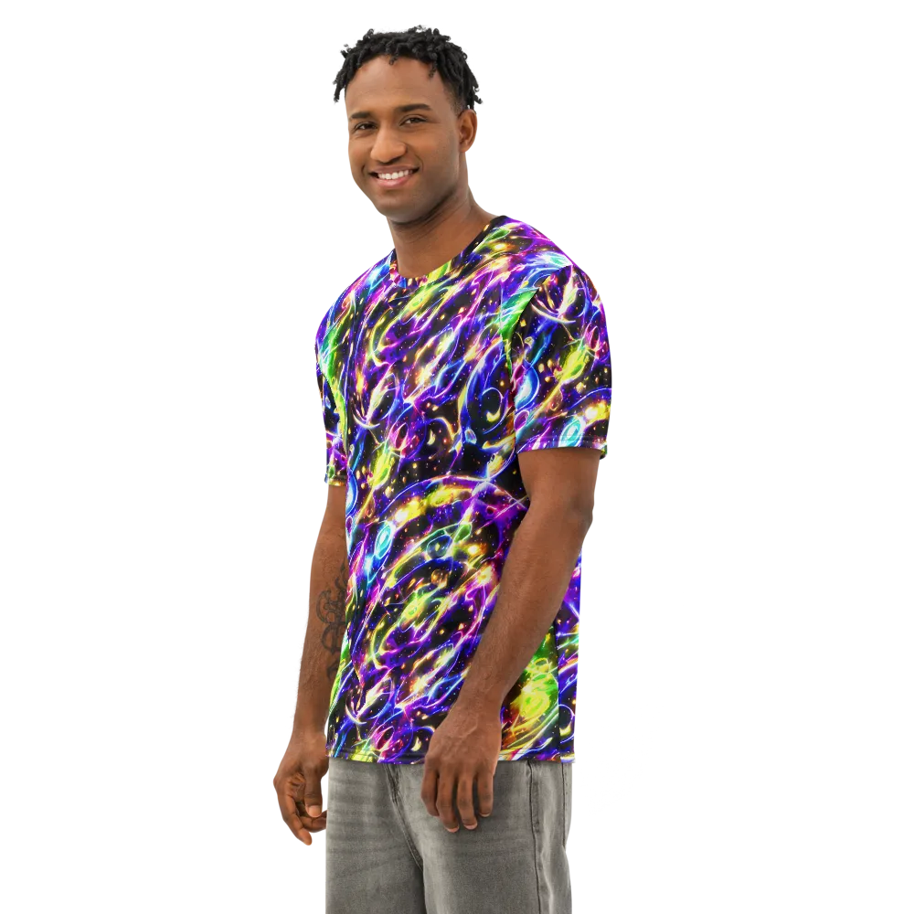 Prismatic Storm on Men's Cotton Crew Neck T-Shirt — Left Front