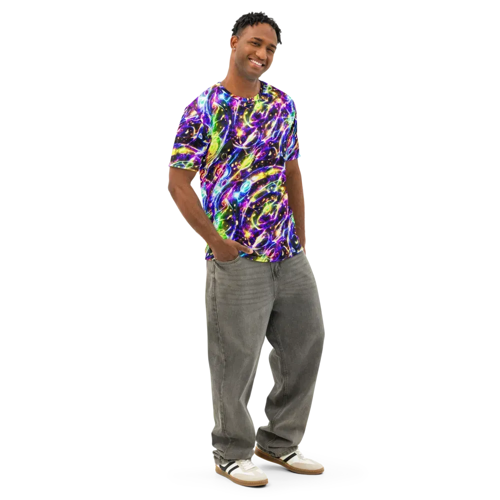 Prismatic Storm on Men's Cotton Crew Neck T-Shirt — Right Front
