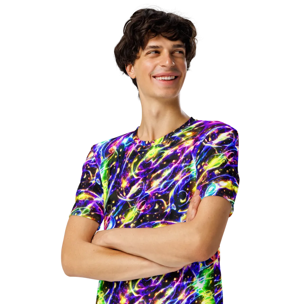 Prismatic Storm on Men's Crew Neck T-Shirt — Left Front