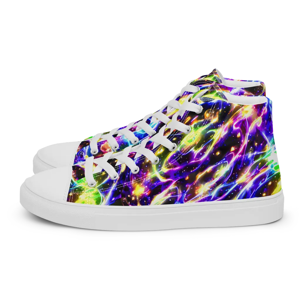 Prismatic Storm on Men's High Top Canvas Shoes — Left