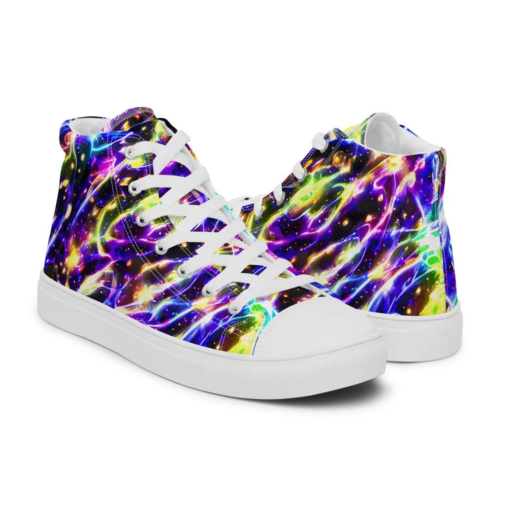 Prismatic Storm on Men's High Top Canvas Shoes — Right