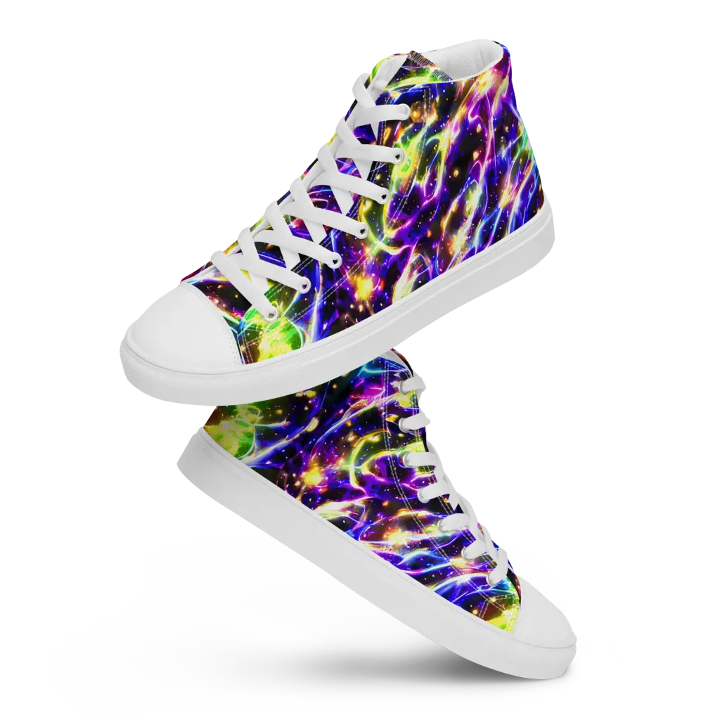 Prismatic Storm on Men's High Top Canvas Shoes — Front