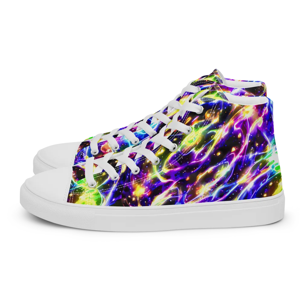 Prismatic Storm on Women's High Top Canvas Shoes — Left