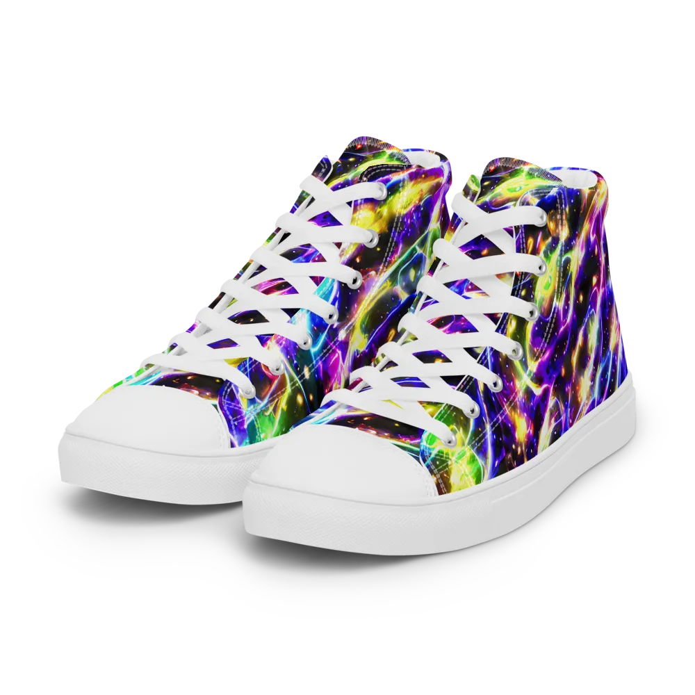 Prismatic Storm on Women's High Top Canvas Shoes — Left Front