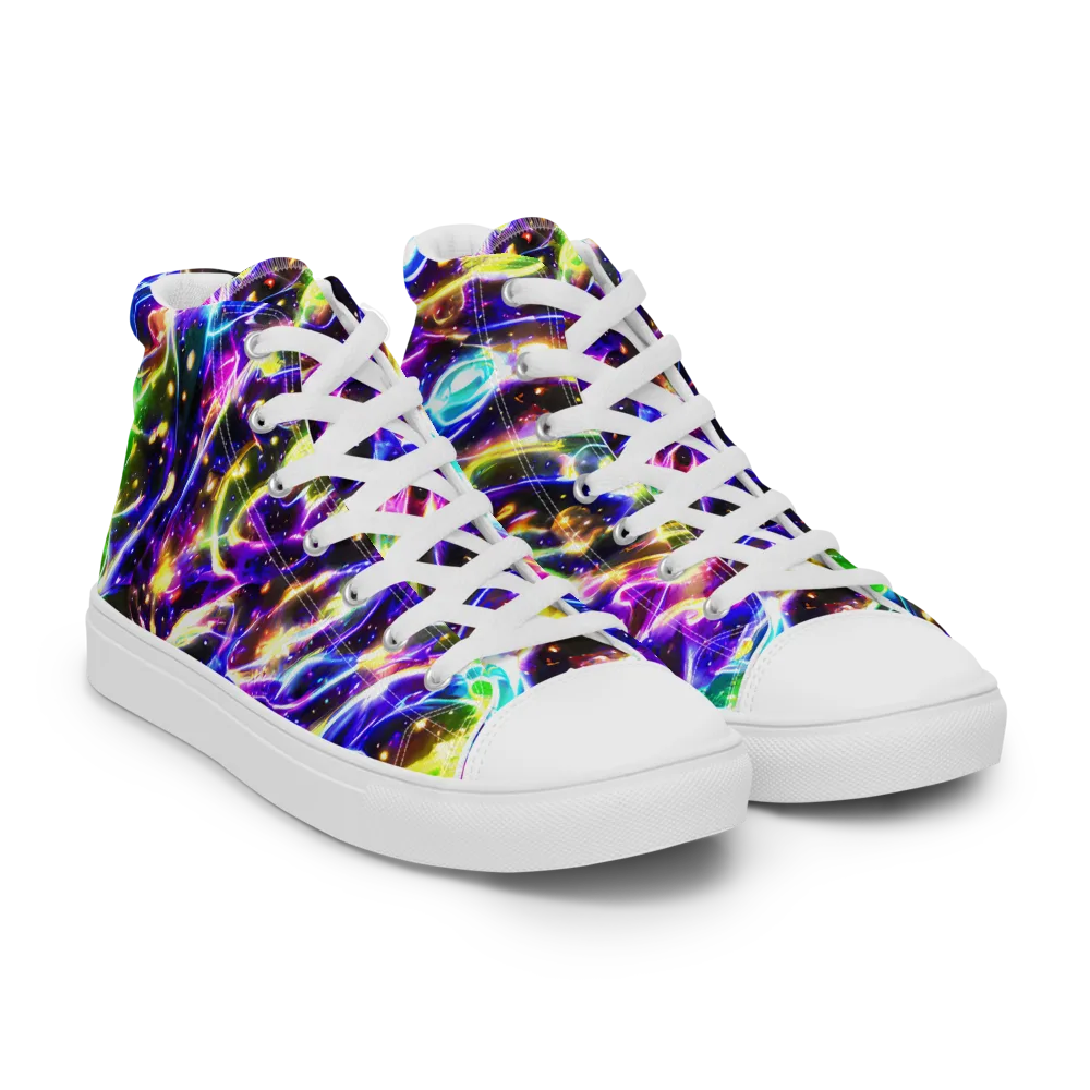 Prismatic Storm on Women's High Top Canvas Shoes — Right Front