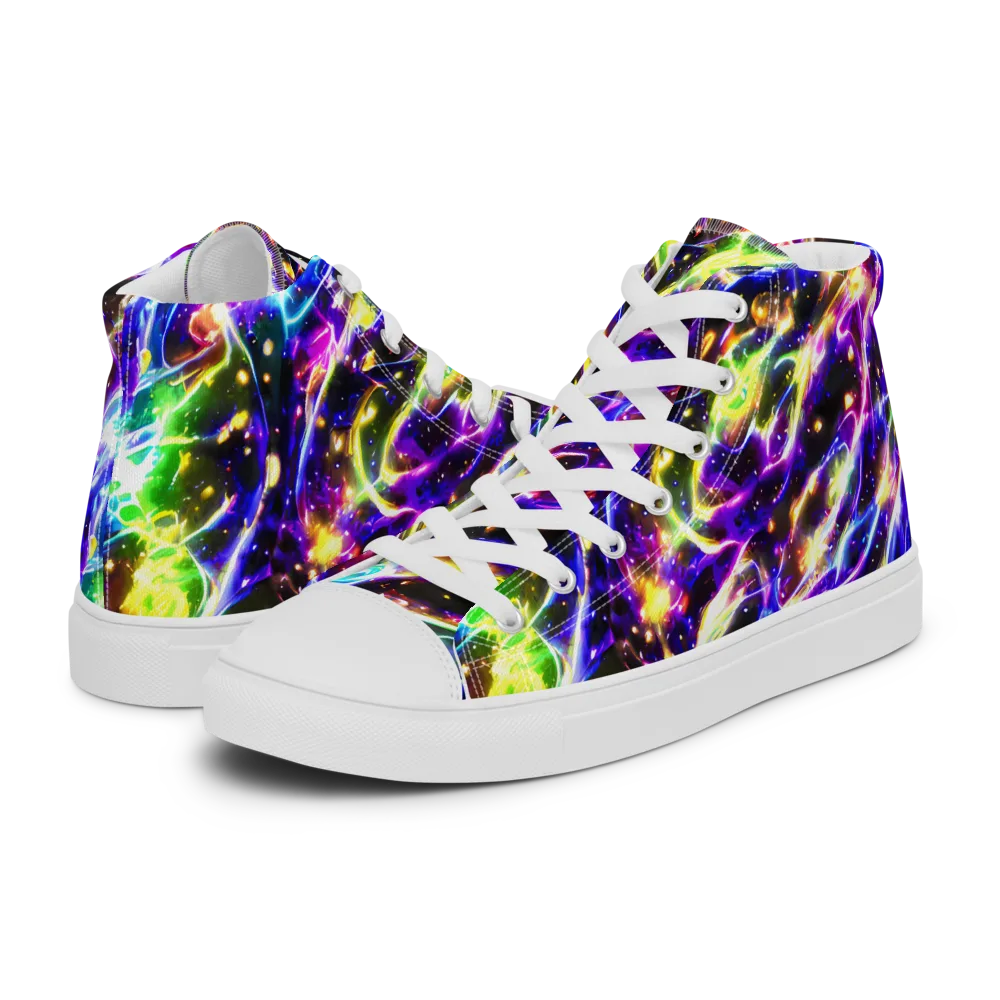 Prismatic Storm on Women's High Top Canvas Shoes — Left