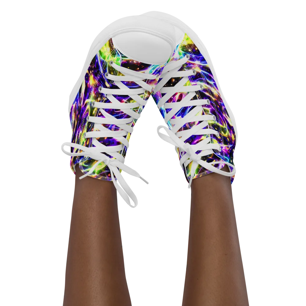 Prismatic Storm on Women's High Top Canvas Shoes — Front