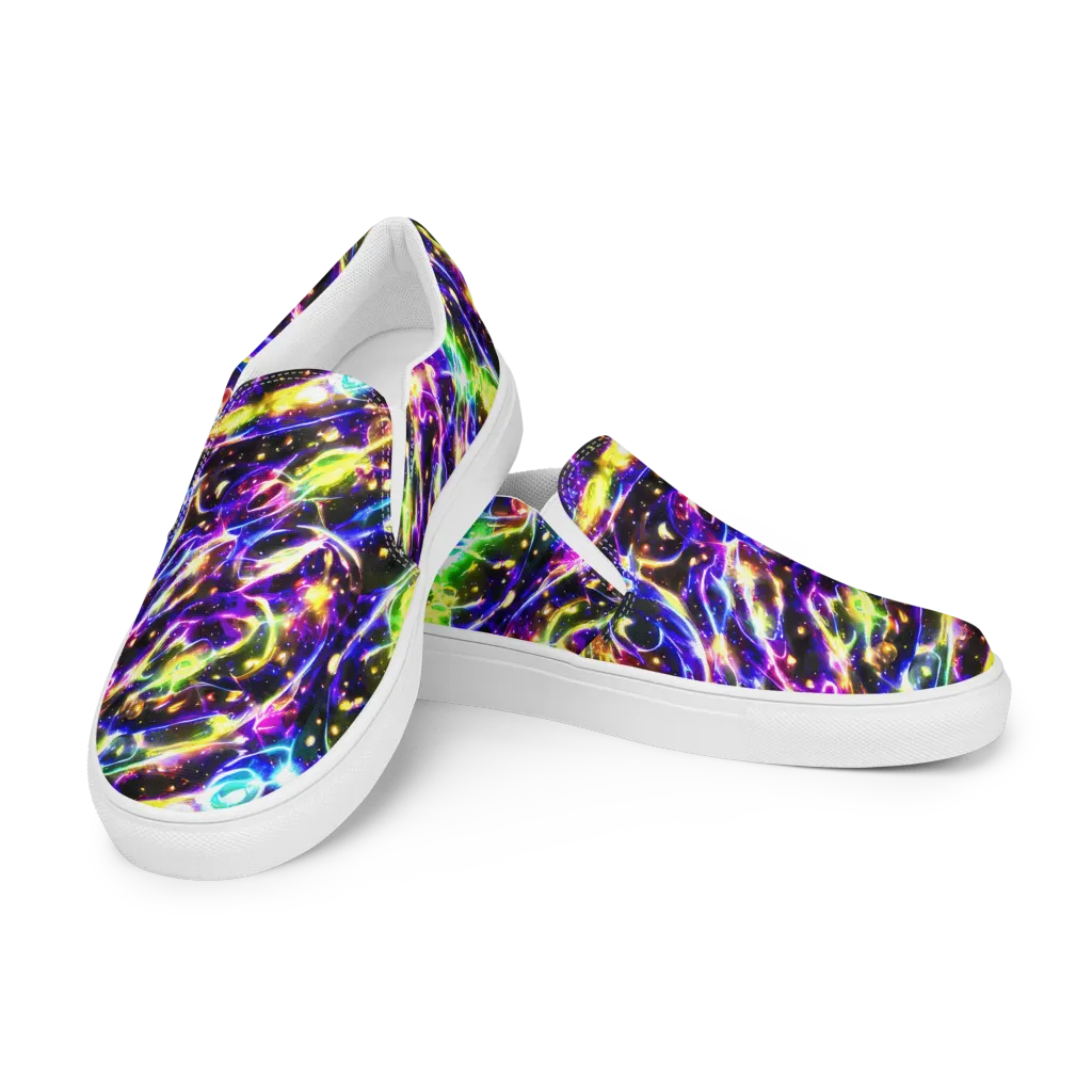 Prismatic Storm on Men's Slip-On Canvas Shoes — Left Front