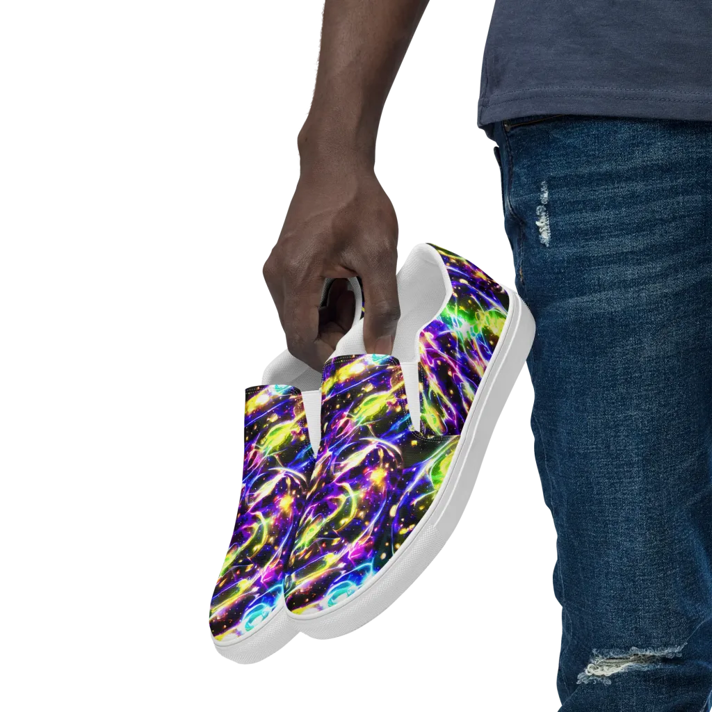 Prismatic Storm on Men's Slip-On Canvas Shoes — Left Front