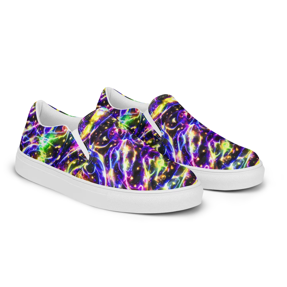 Prismatic Storm on Women's Slip-On Canvas Shoes — Right Front
