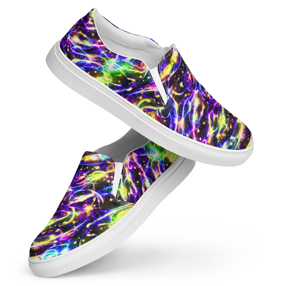 Prismatic Storm on Women's Slip-On Canvas Shoes — Front