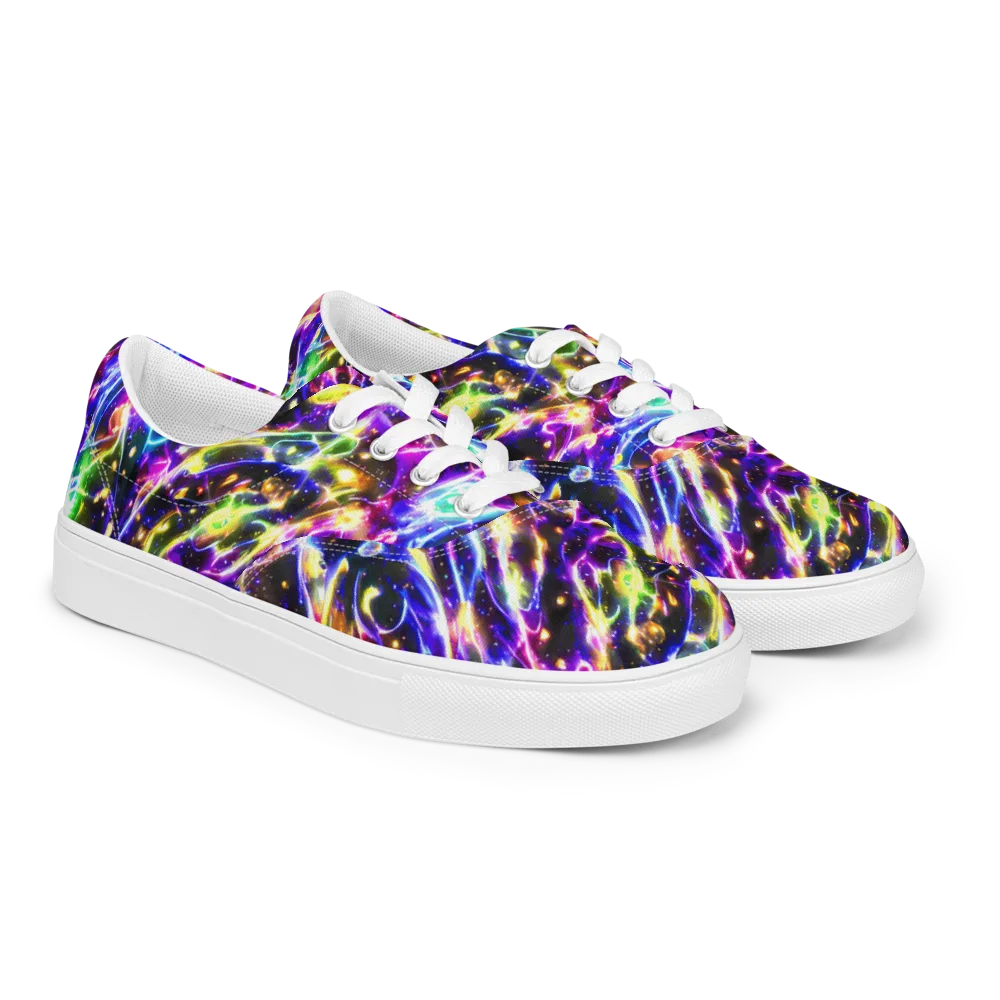 Prismatic Storm on Men's Lace-Up Canvas Shoes — Right Front