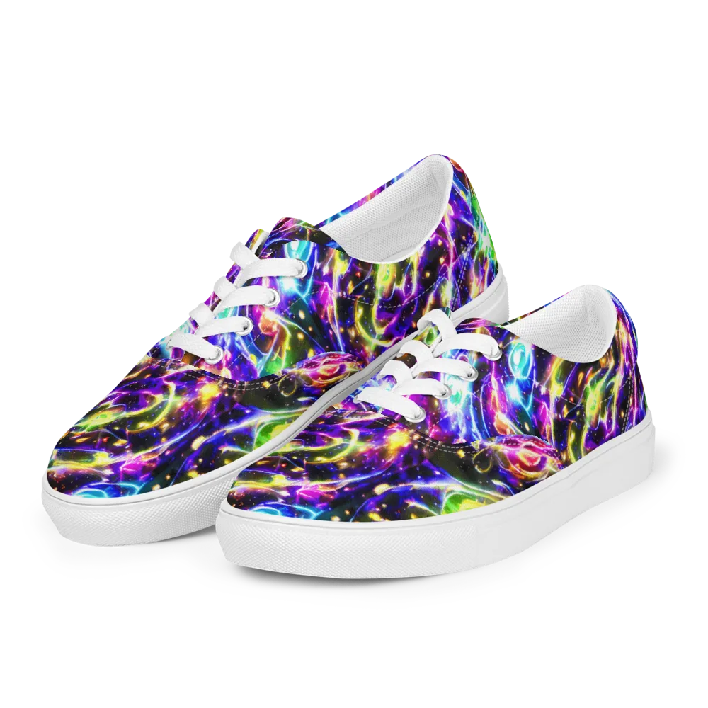 Prismatic Storm on Men's Lace-Up Canvas Shoes — Left Front