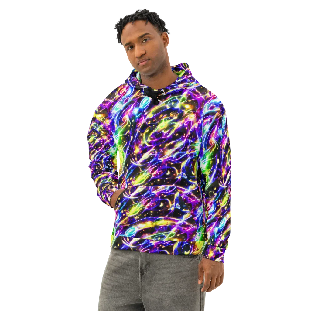 Prismatic Storm on Cotton Hoodie — Left Front