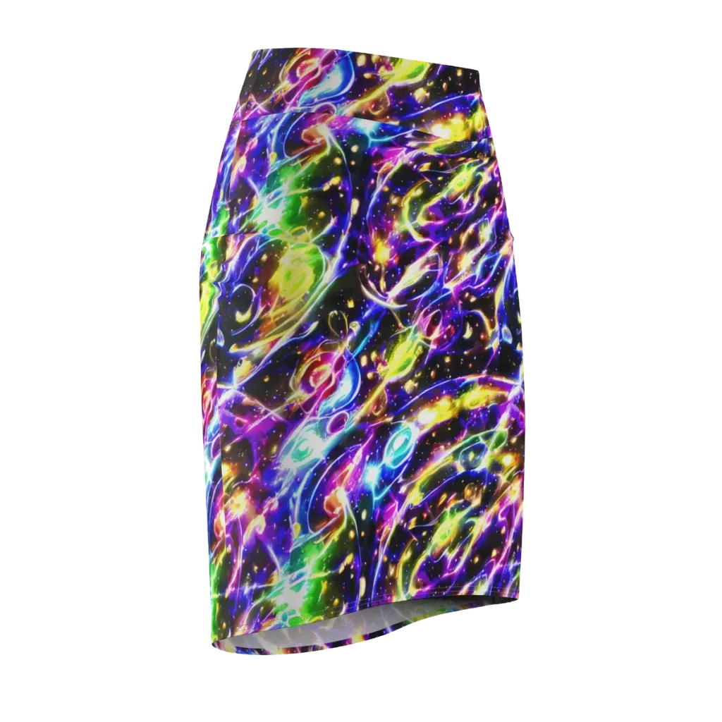 Prismatic Storm on Pencil Skirt — Front Side