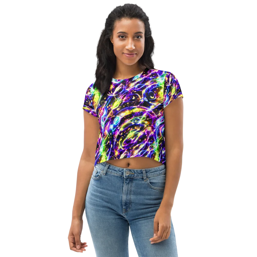 Prismatic Storm on Crop Tee — Front