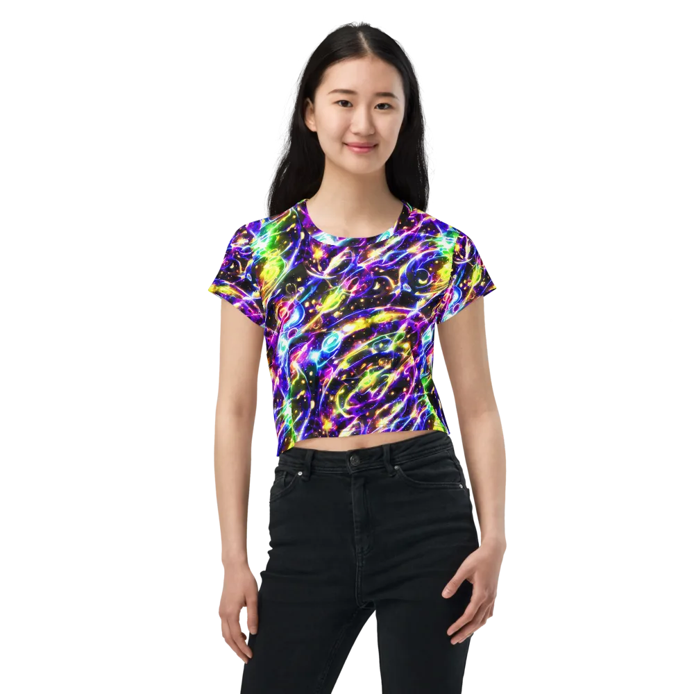 Prismatic Storm on Crop Tee — Front