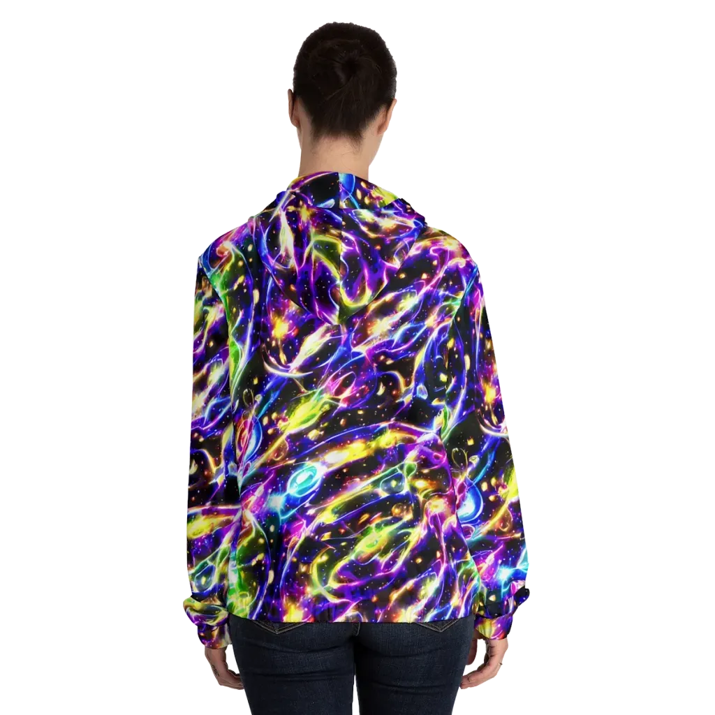 Prismatic Storm on Women's Full-Zip Hoodie — Back On Person