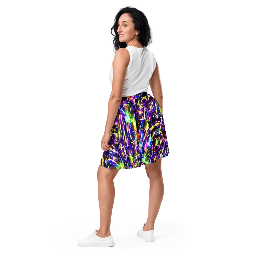 Prismatic Storm on Skater Skirt — Back