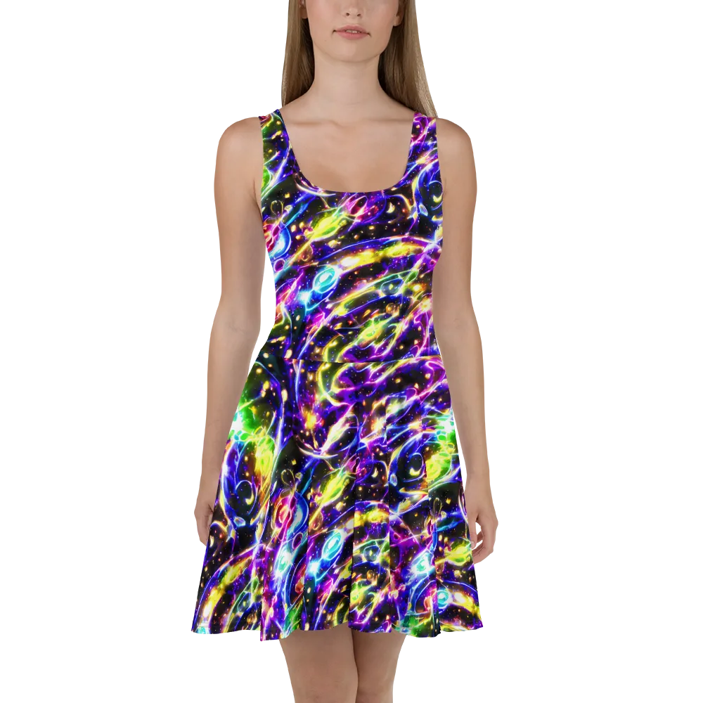 Prismatic Storm on Skater Dress — Front