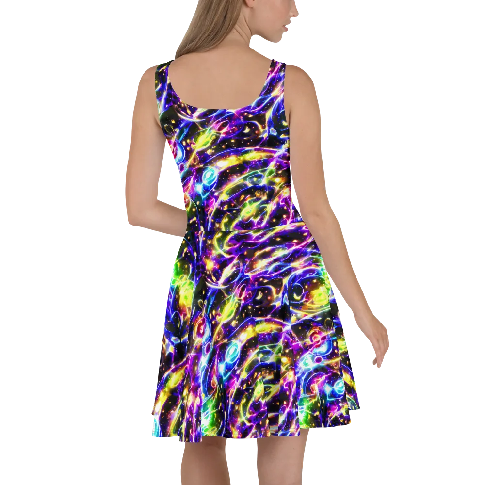 Prismatic Storm on Skater Dress — Back