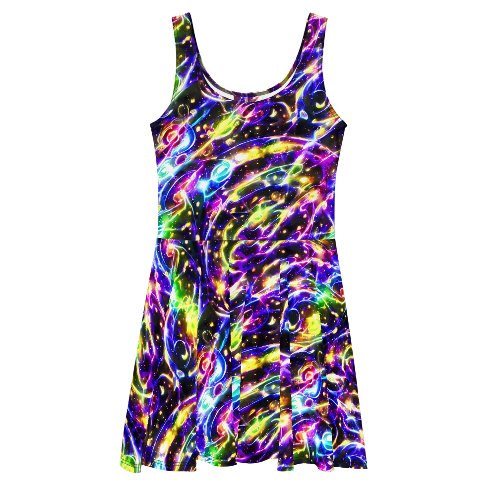 Prismatic Storm on Skater Dress — Front
