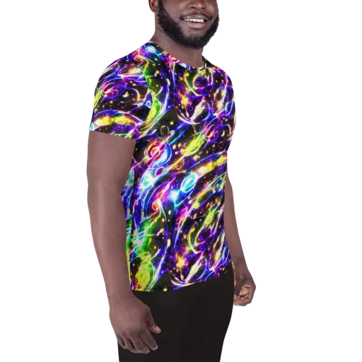 Prismatic Storm on a Men's Athletic T-Shirt