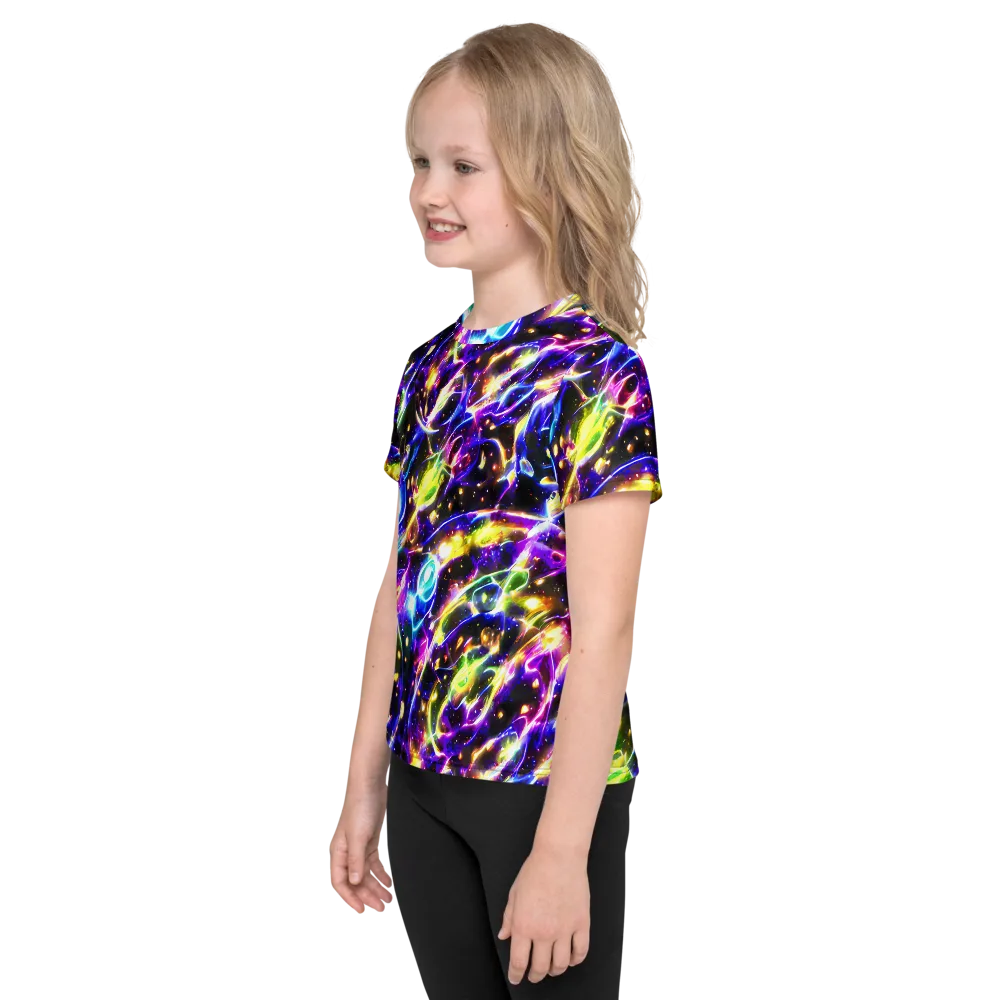 Prismatic Storm on Kids Crew Neck T-Shirt — Left