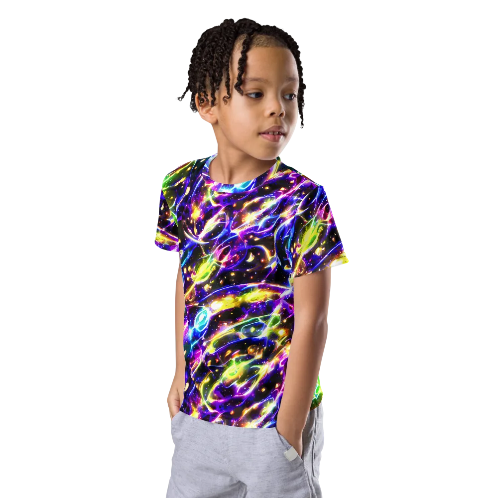 Prismatic Storm on Kids Crew Neck T-Shirt — Left Front