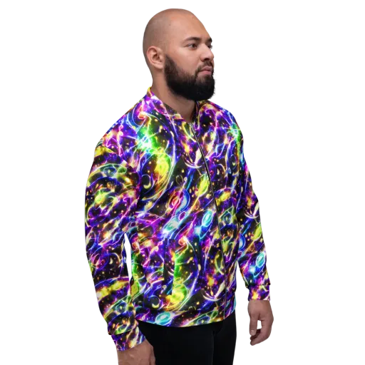 Prismatic Storm on a Bomber Jacket