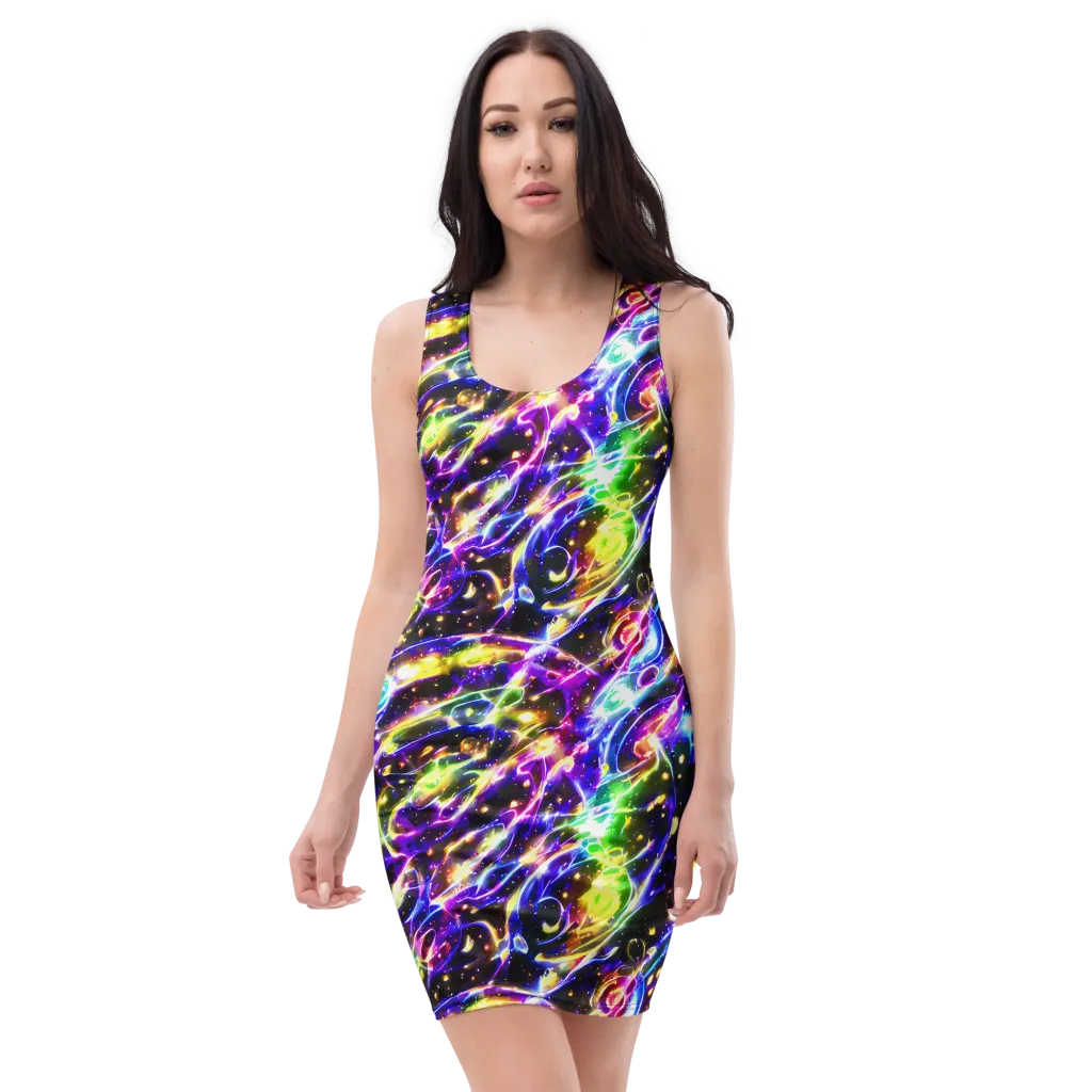 Prismatic Storm on Bodycon Dress — Front