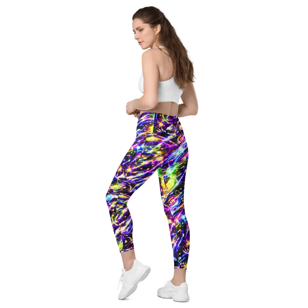 Prismatic Storm on Leggings with Pockets — Left Back