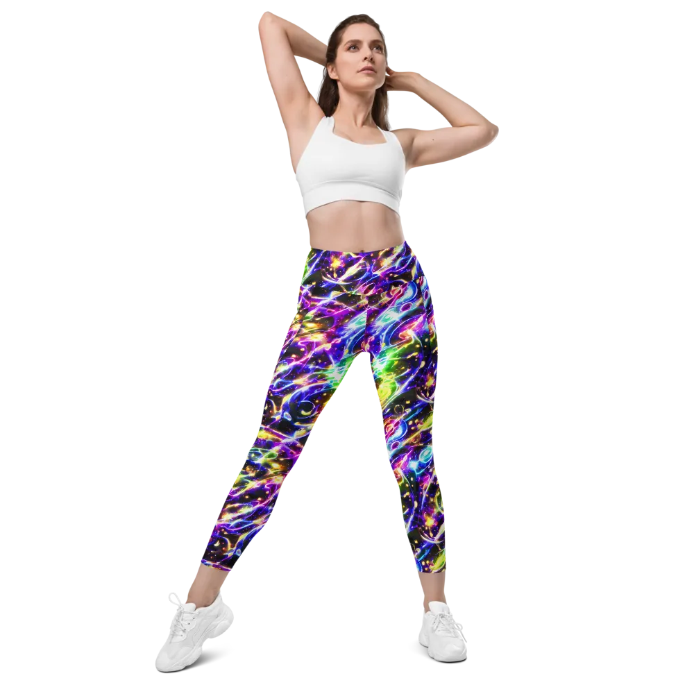 Prismatic Storm on Leggings with Pockets — Front