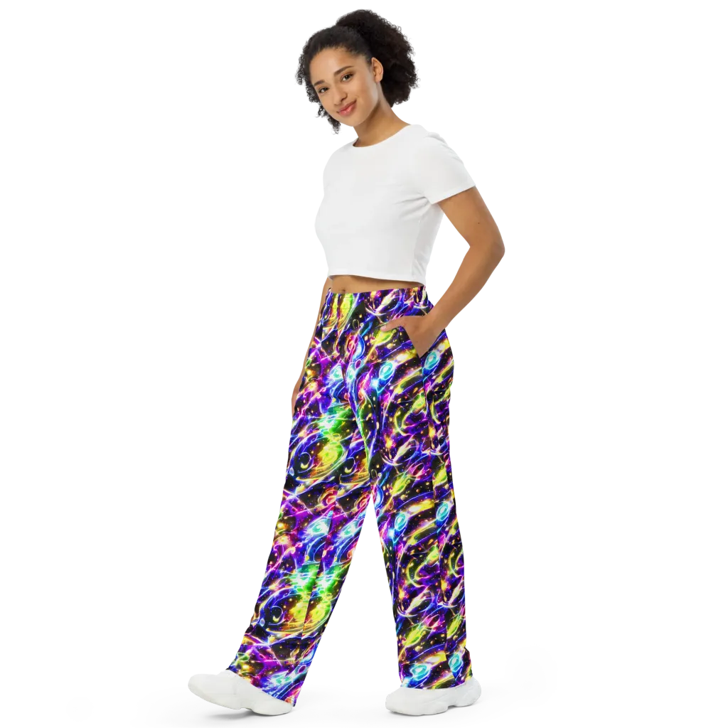 Prismatic Storm on Wide-Leg Pants — Left Front