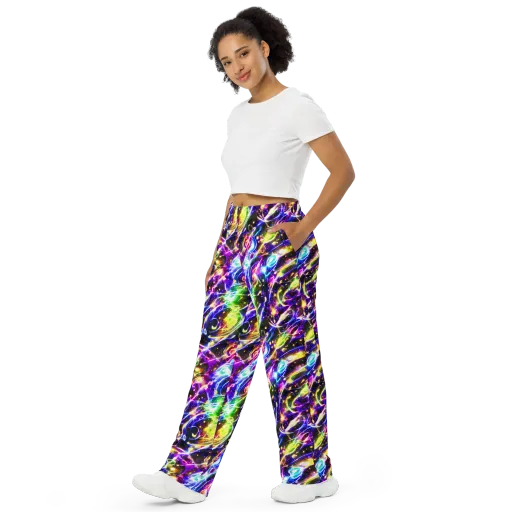 Prismatic Storm on a Wide-Leg Pants