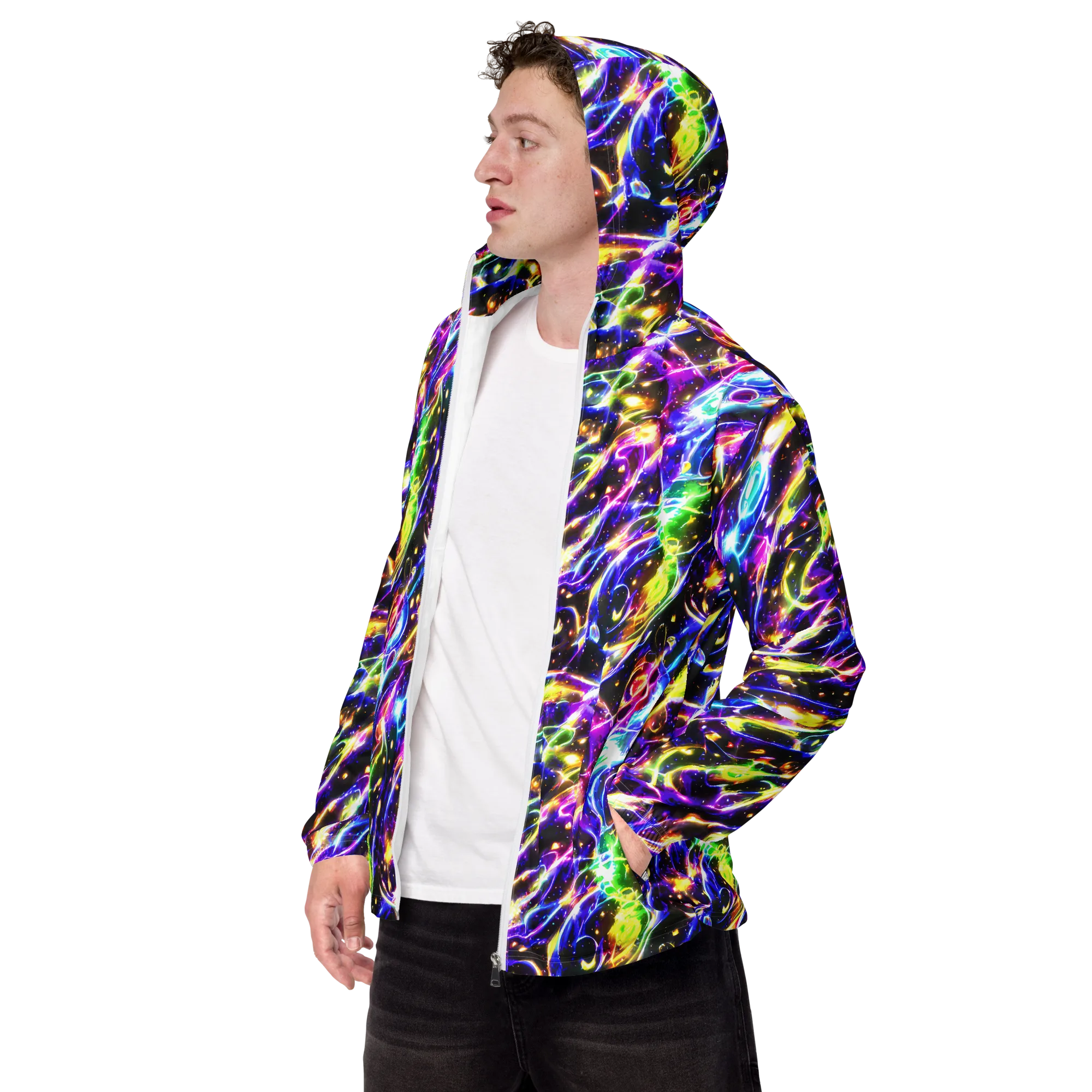 Prismatic Storm on Men's Windbreaker — Left Front