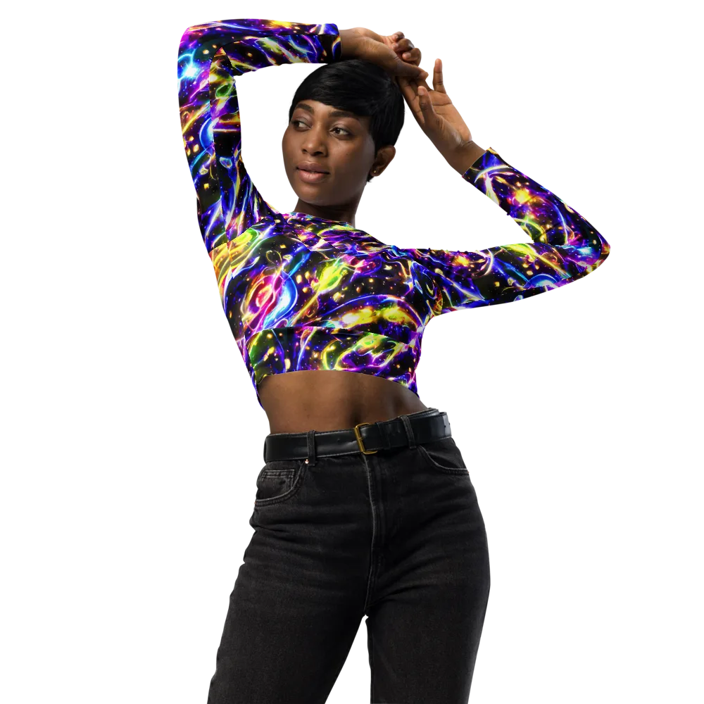 Prismatic Storm on Long Sleeve Crop Top — Front