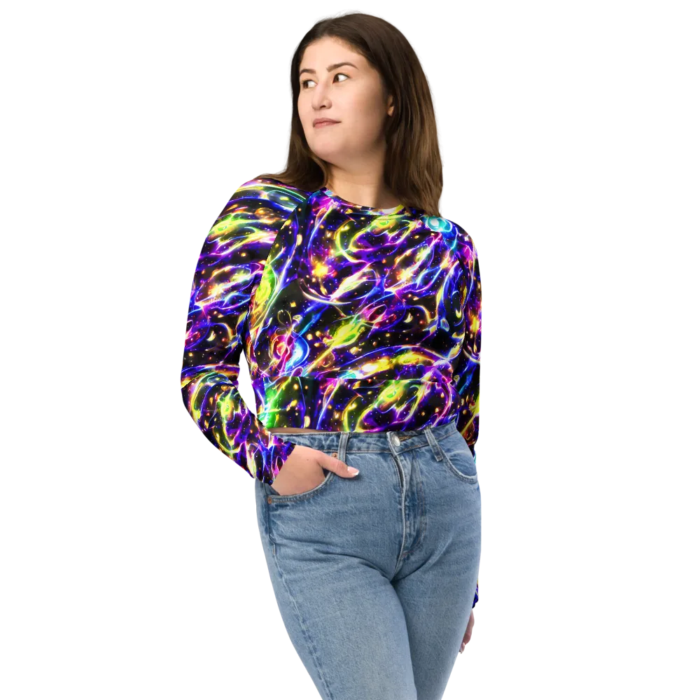 Prismatic Storm on Long Sleeve Crop Top — Front