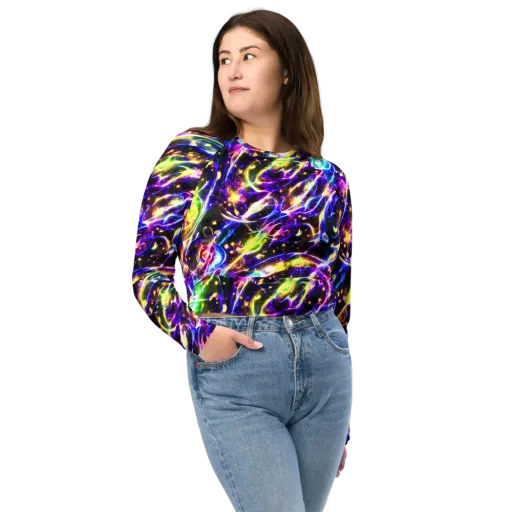 Prismatic Storm on a Long Sleeve Crop Top