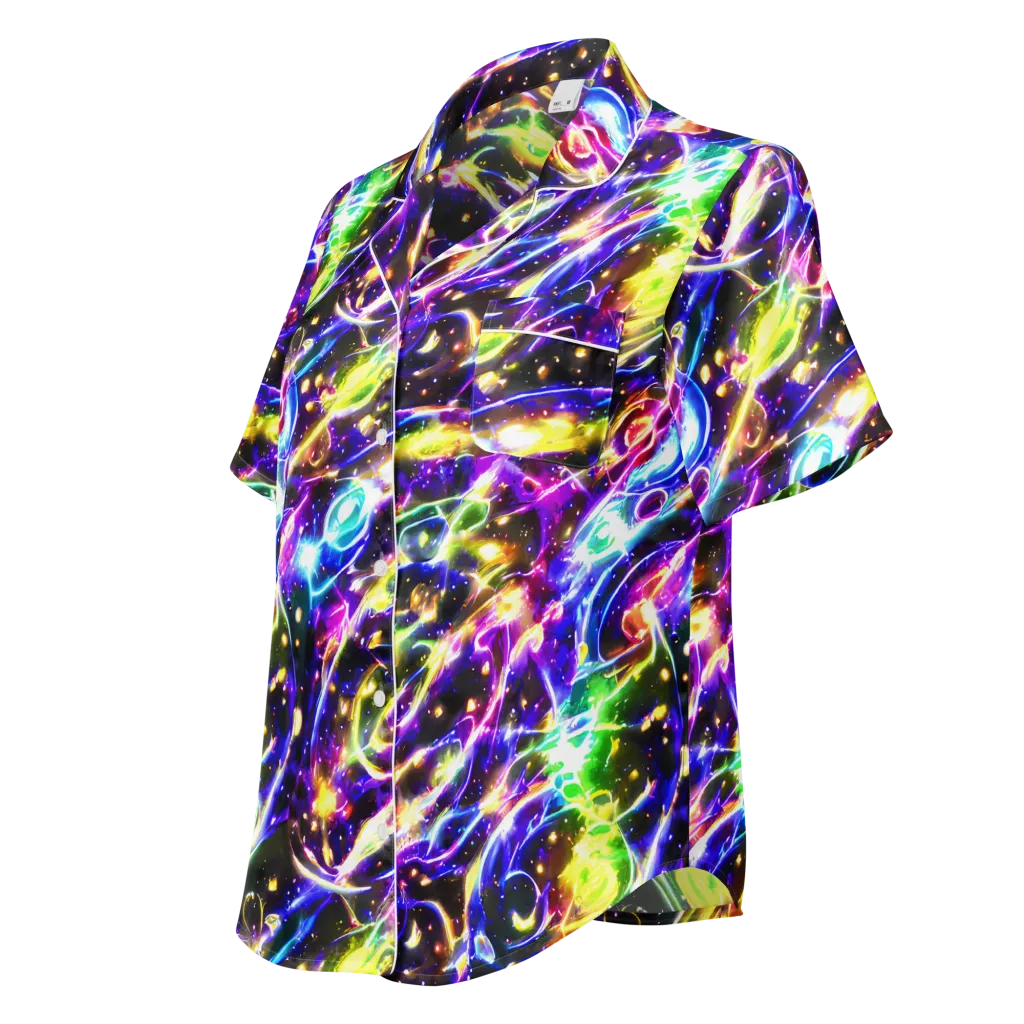 Prismatic Storm on Women's Short Sleeve Pajama Top — Left Front