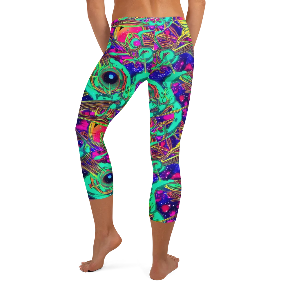 Neon Nebula Reef on Capri Leggings — Back