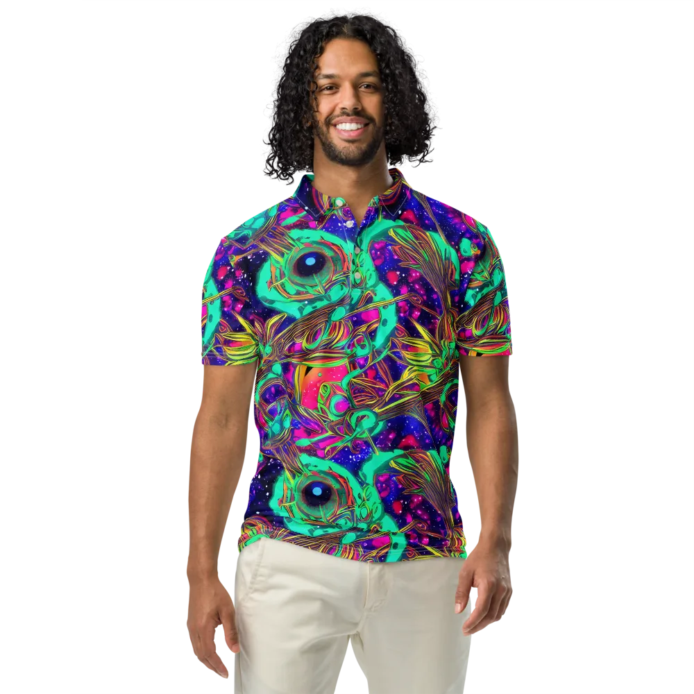 Neon Nebula Reef on Men's Slim Fit Polo Shirt — Front