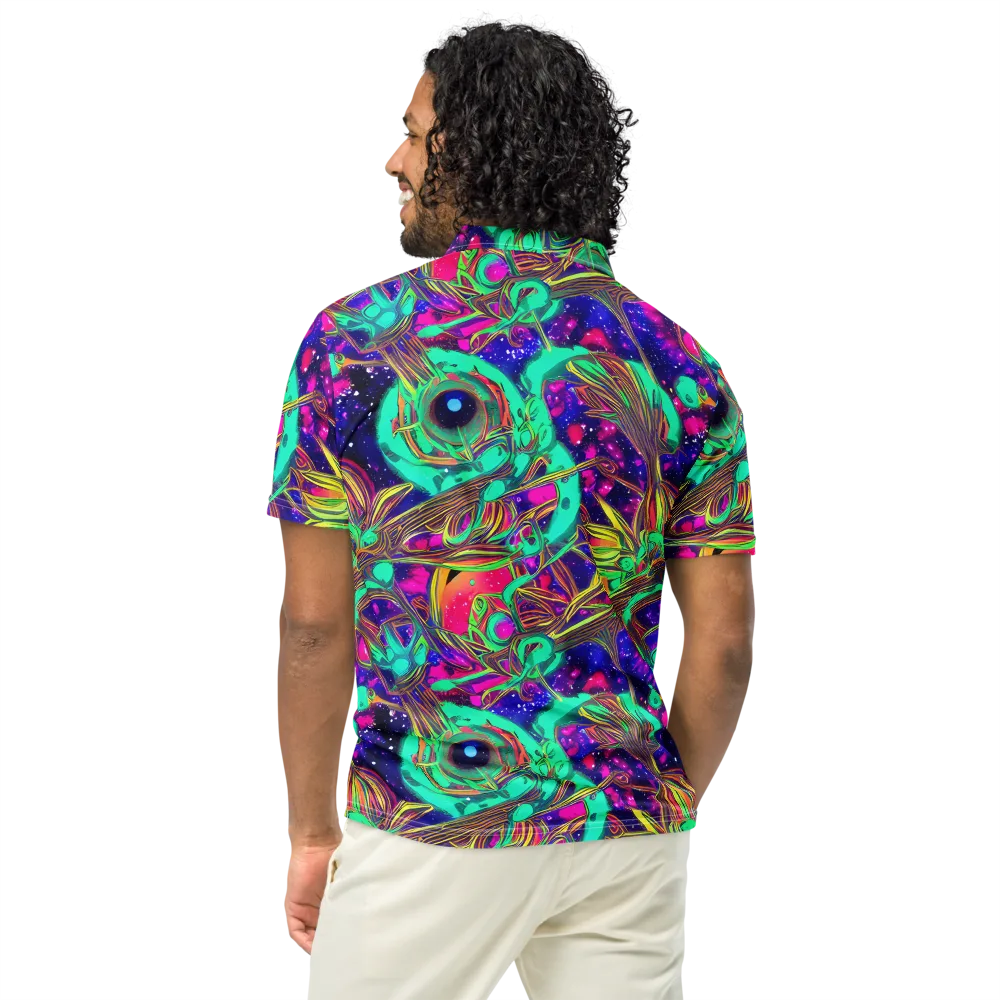 Neon Nebula Reef on Men's Slim Fit Polo Shirt — Back