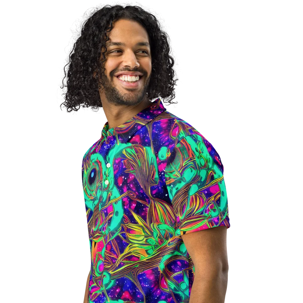 Neon Nebula Reef on Men's Slim Fit Polo Shirt — Left Front