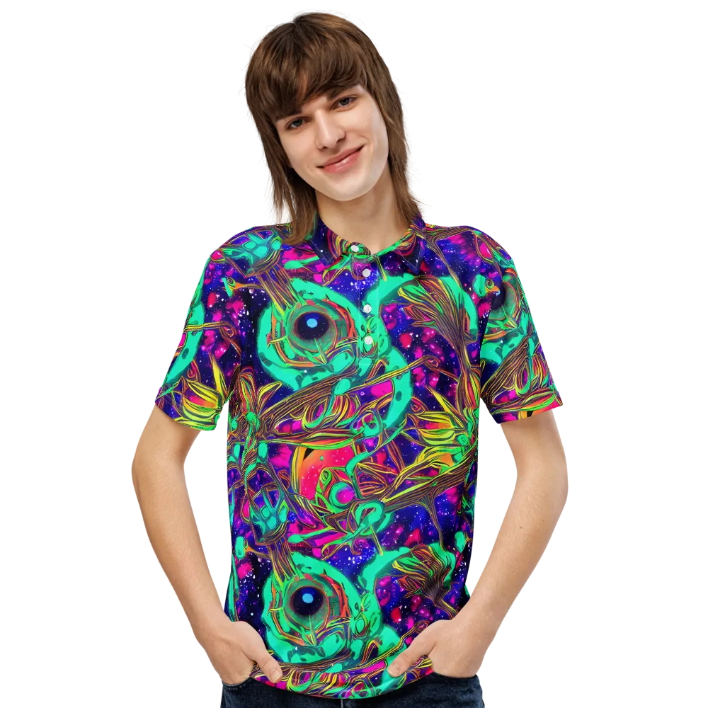 Neon Nebula Reef on Men's Slim Fit Polo Shirt — Front