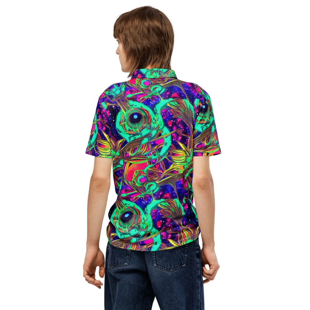 Neon Nebula Reef on Men's Slim Fit Polo Shirt — Back