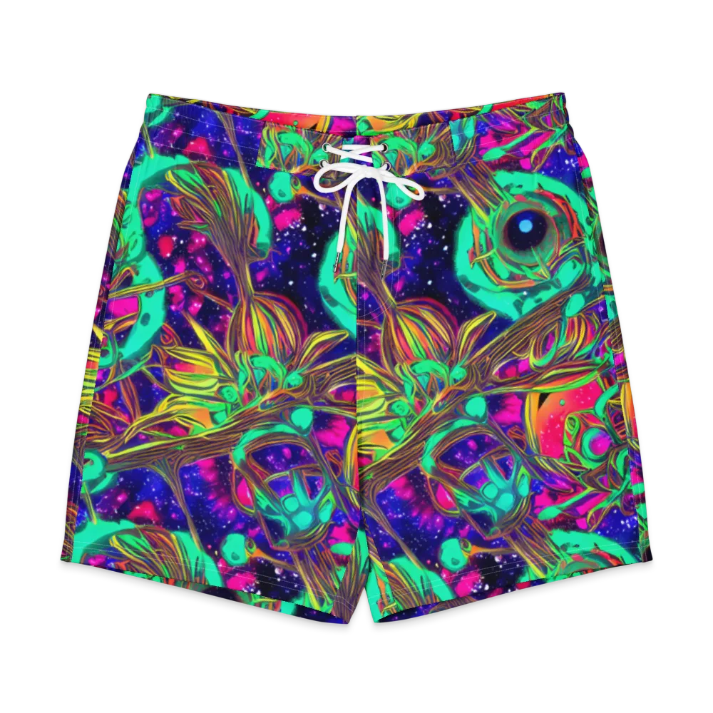 Neon Nebula Reef on Men's Board Shorts — Front