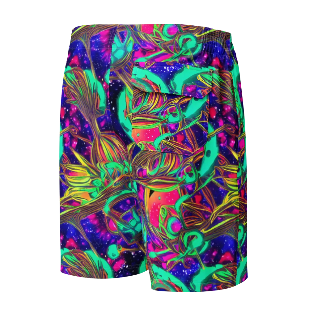 Neon Nebula Reef on Men's Board Shorts — Back