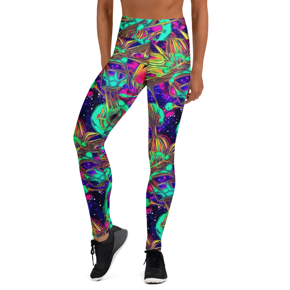 Neon Nebula Reef on Yoga Leggings — Front