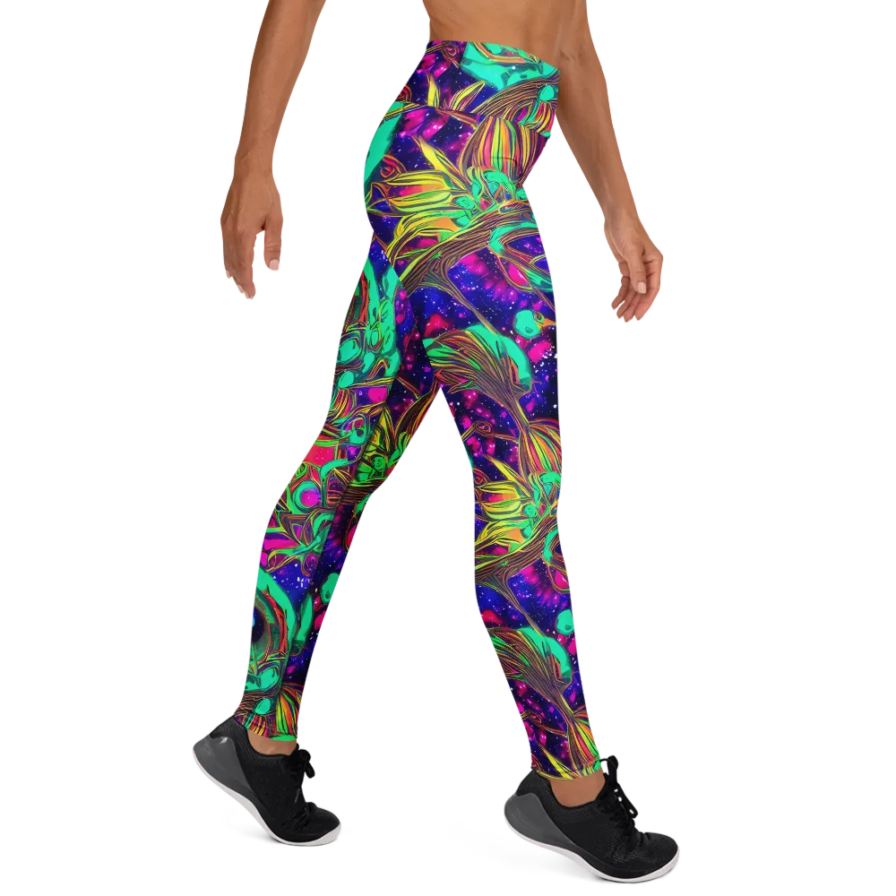 Neon Nebula Reef on Yoga Leggings — Right
